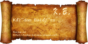 Kádas Balázs névjegykártya